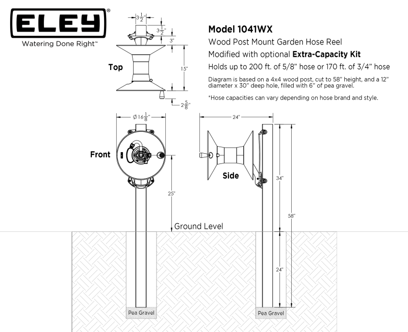 Wood Post Mount Garden Hose Reel - Image 11